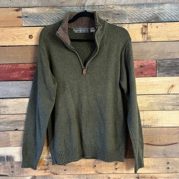 Oscar De La Renta Olive Green 1/4 Zip Sweater Size Medium - Picture 1 of 11